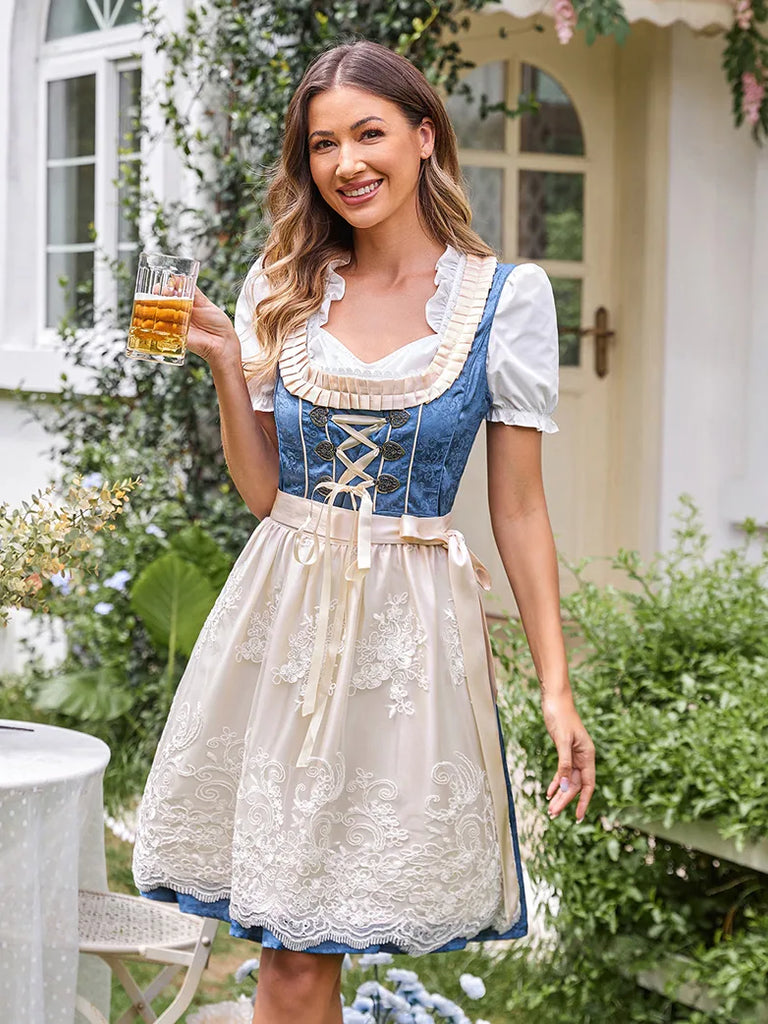 3pcs Set Jacquard German Bavarian Oktoberfest Costume SCARLET DARKNESS