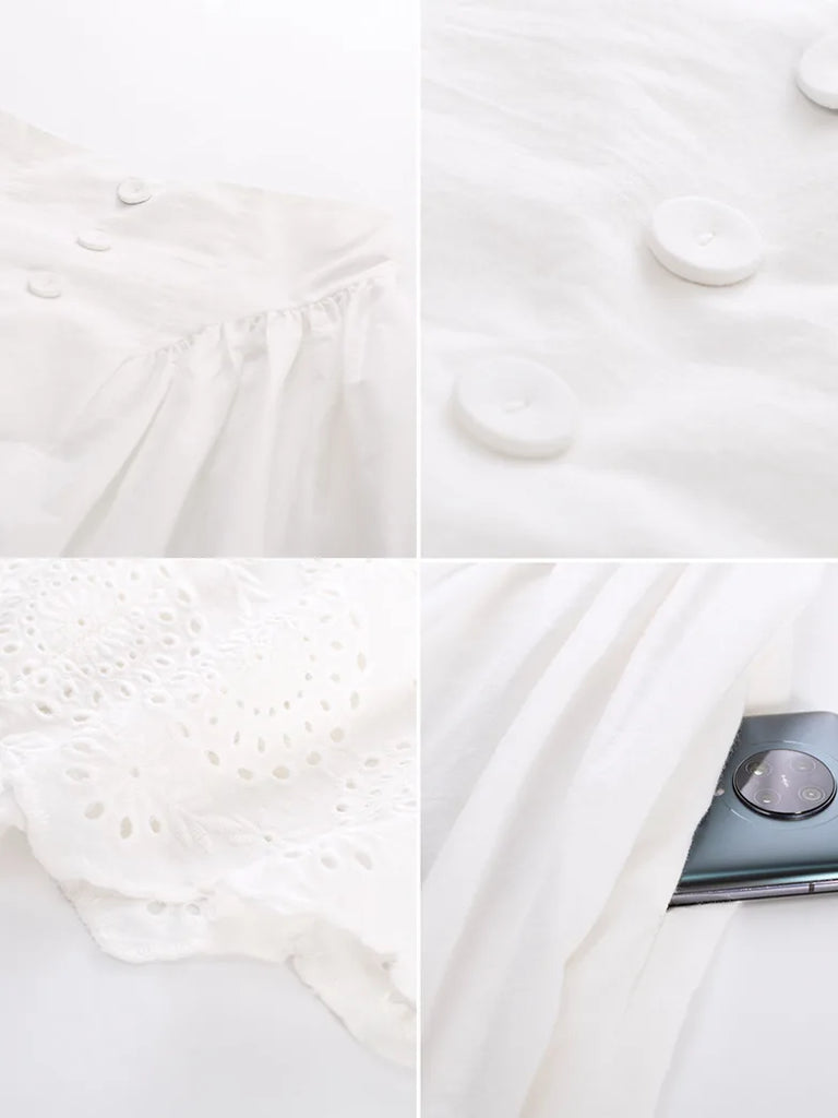 Women Renaissance Cotton Button Decorated Cutout A-Line Skirt SCARLET DARKNESS