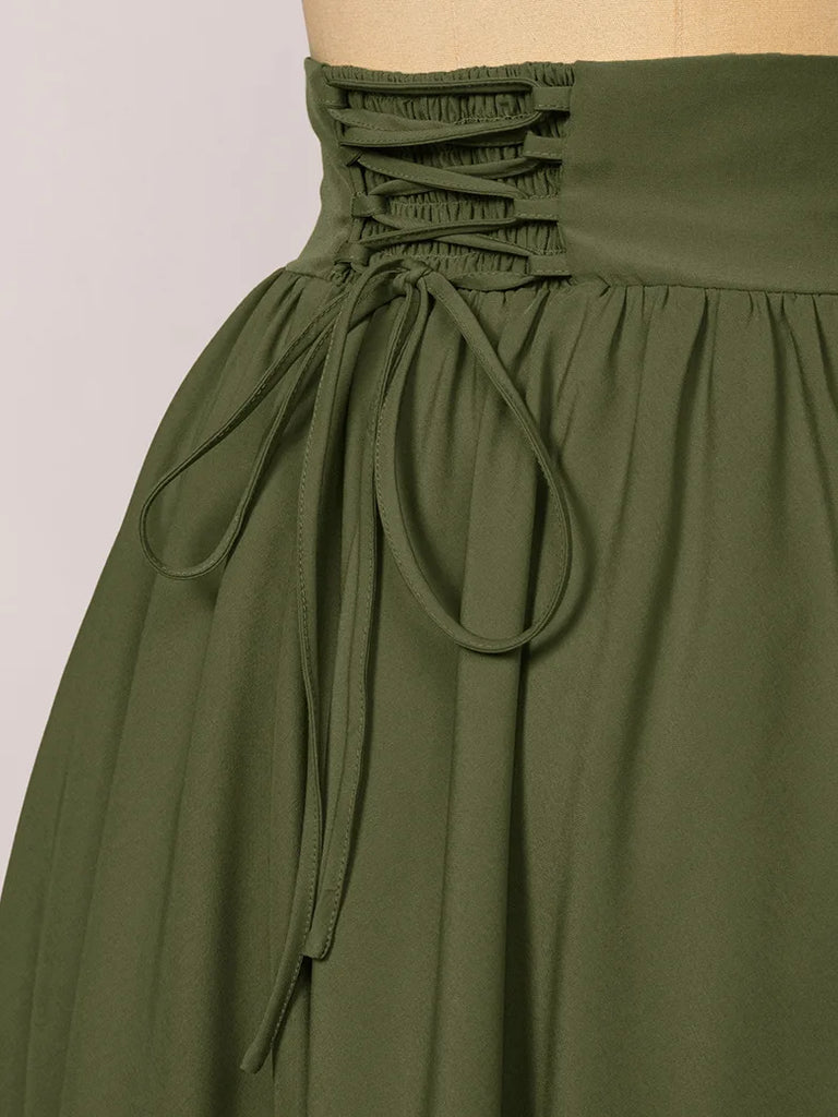 Women Renaissance Skirt Elastic High Waist Swing Skirt with Pockets SCARLET DARKNESS