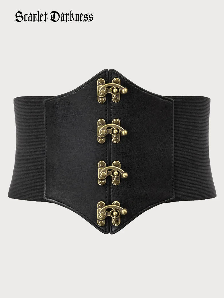  Scarlet Darkness Womens Steampunk Pirate Costumes Corset Belts  Retro Buckle Wide Waist Cincher S : Clothing, Shoes & Jewelry