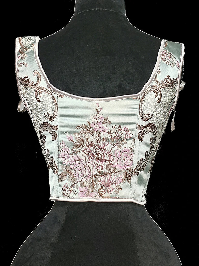 Scarlet Darkness Royal Blue Victorian Jacquard Corset with Lace up