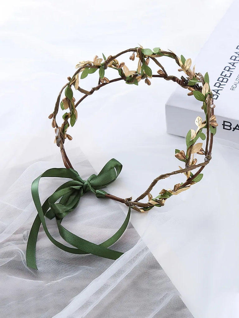 Women's Crown Forest Leaf Headband for Wedding & Elf SCARLET DARKNESS