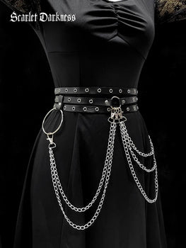 Scarlet Darkness 6th Anniversary Accs-Gothic Leather Belt Chain Scarlet Darkness