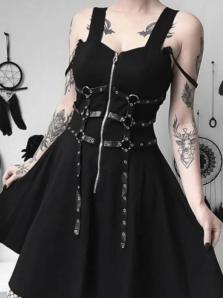 Gothic Witch Dress Punk Spaghetti Strap Dress for Cosplay SCARLET DARKNESS