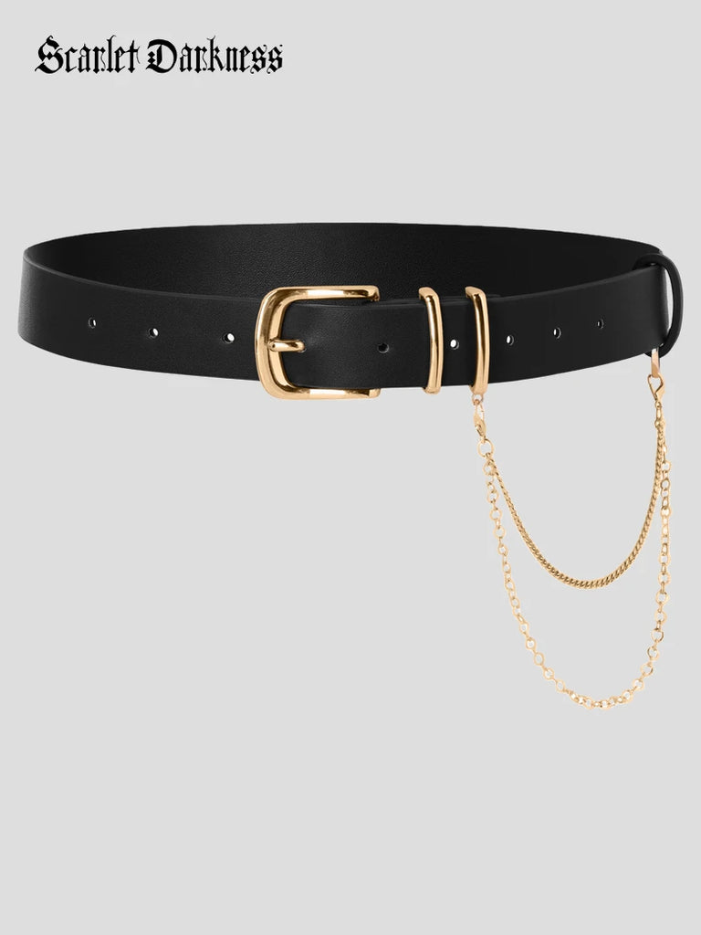 Scarlet Darkness Women Renaissance Chain Decorated Waist Leather Belt