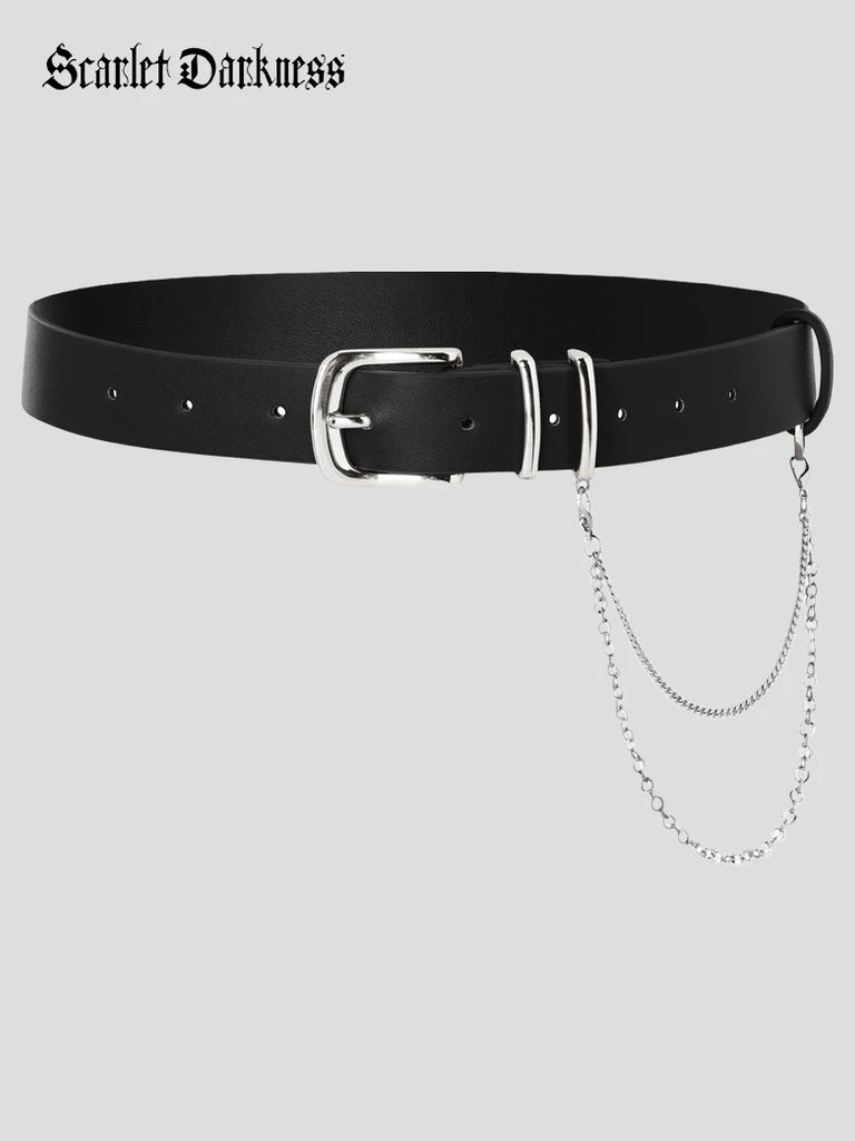 Scarlet Darkness Women Renaissance Chain Decorated Waist Leather Belt
