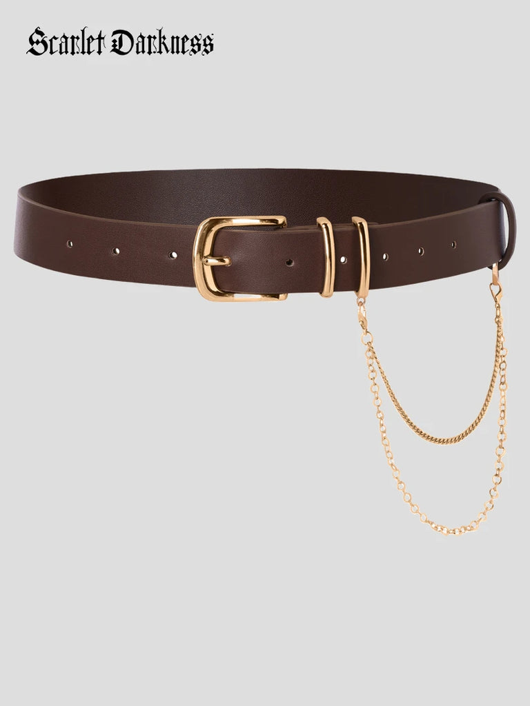 Scarlet Darkness Women Renaissance Chain Decorated Waist Leather Belt