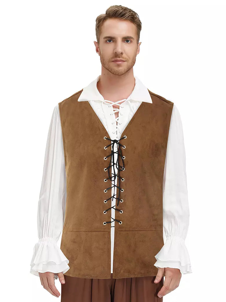 Suede Renaissance Lace-up Vest Pirate Waistcoat SCARLET DARKNESS
