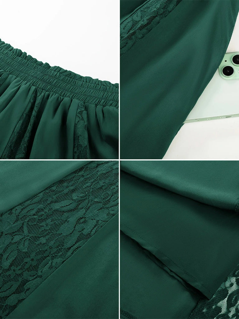 Scarlet Darkness Renaissance Lace Swing Maxi Skirt with Pockets