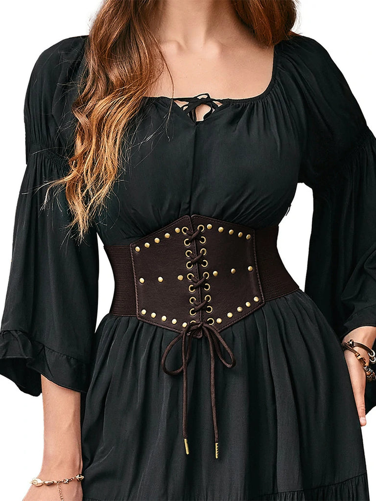 Scarlet Darkness Women Renaissance Stretchy Lace-up Waist Belt