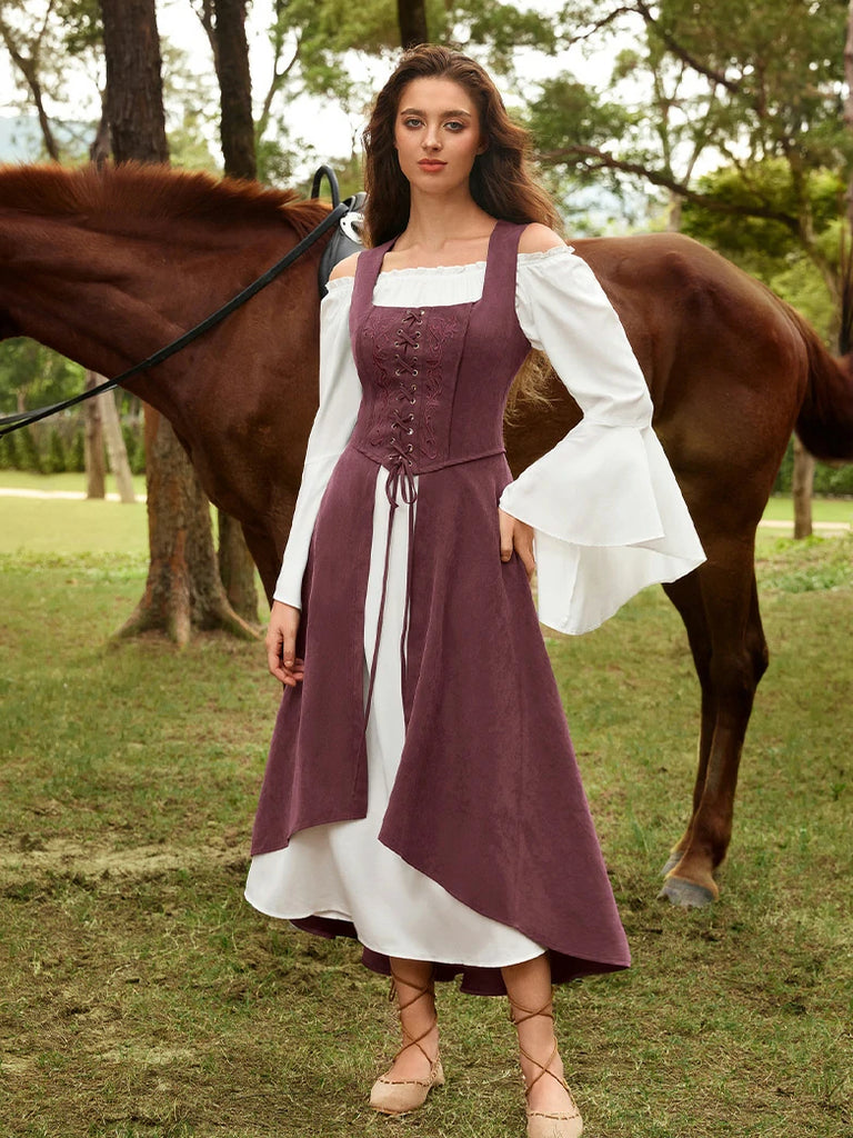 Scarlet Darkness Exquisite Renaissance Pocket Overdress with Front Slit