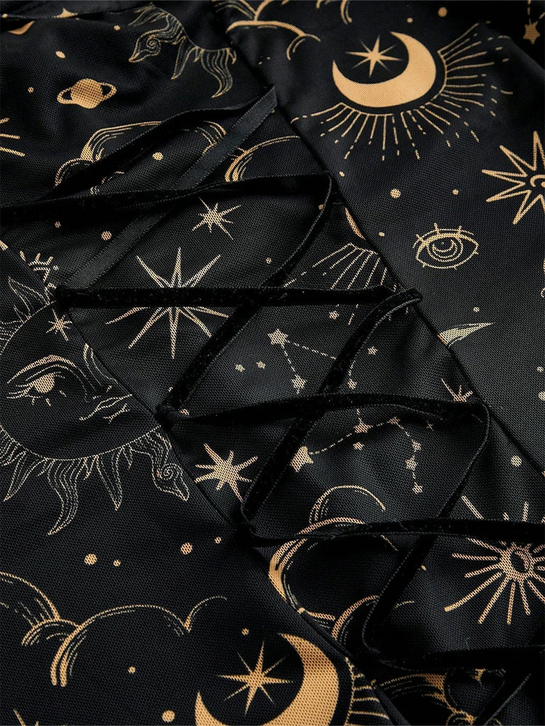 Scarlet Darkness Gothic Whimsical Off Shoulder Bell Sleeve Dress