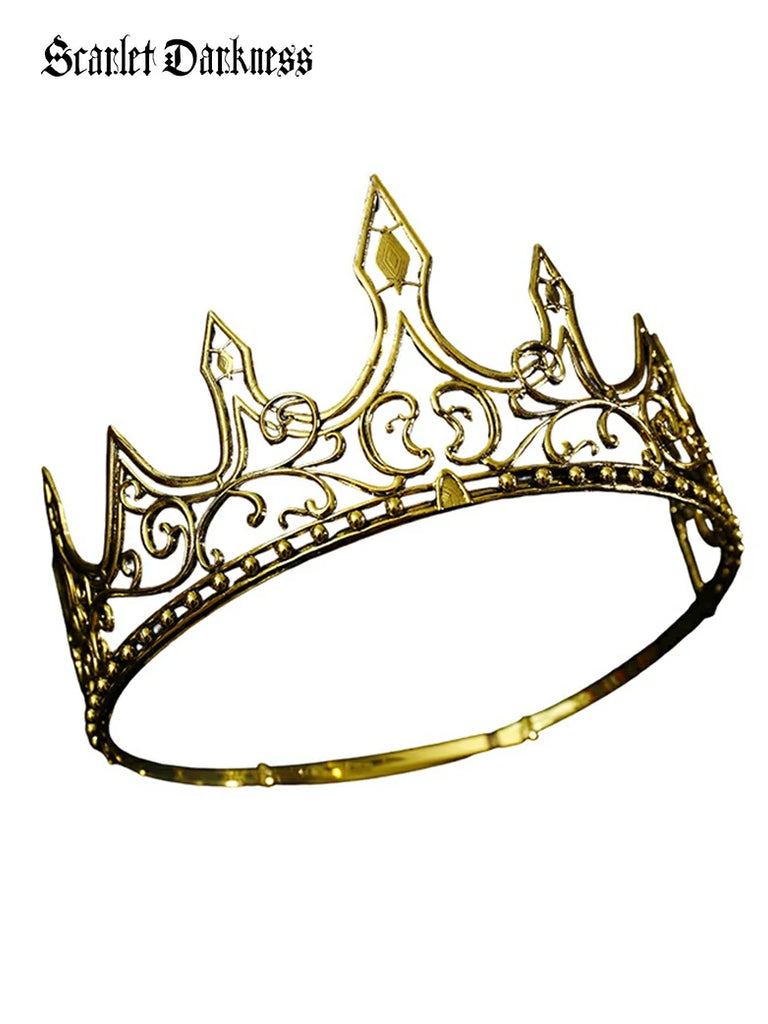 Scarlet Darkness The Lord of the Rings Fantasy Crown for Cosplay Golden