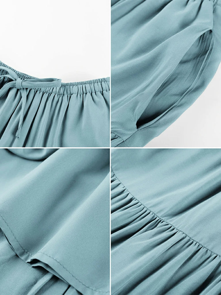 Scarlet Darkness Renaissance Drawstring Swing Maxi Skirt with Pockets