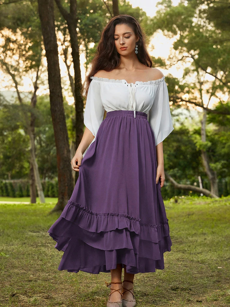 Scarlet Darkness Women Renaissance Tiered Swing Pocket Skirts