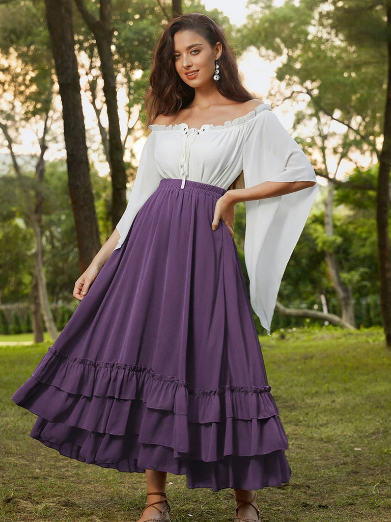 Scarlet Darkness Women Renaissance Tiered Swing Pocket Skirts