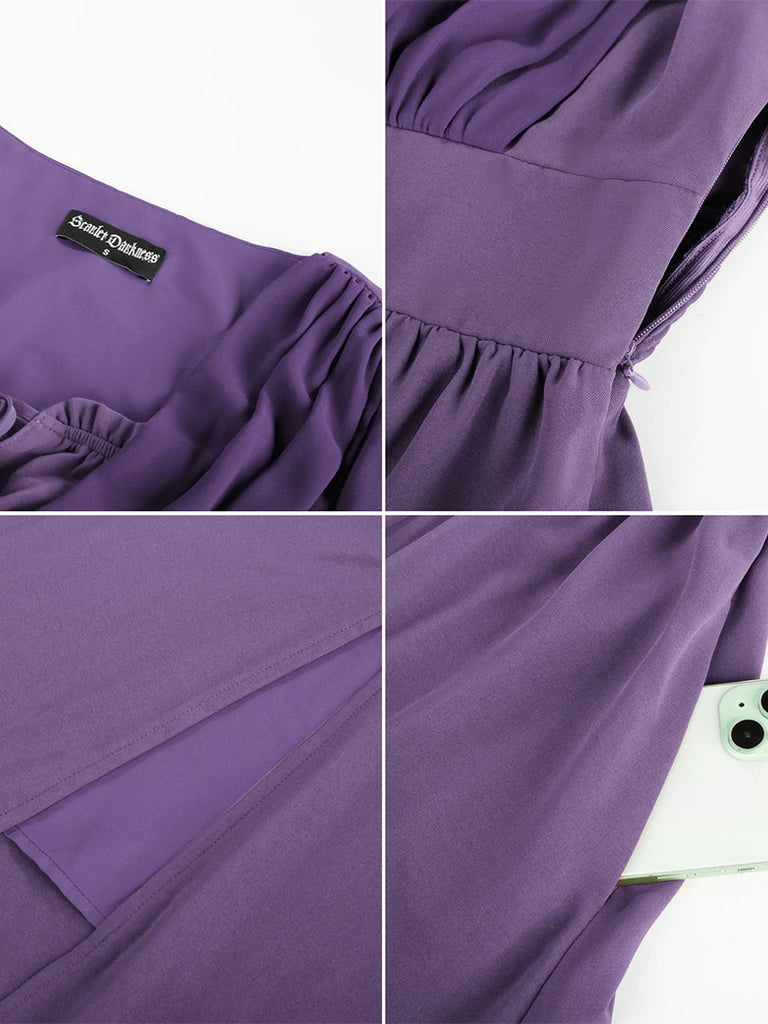 Scarlet Darkness Renaissance Whimsical Front Slit Maxi Pocket Dress