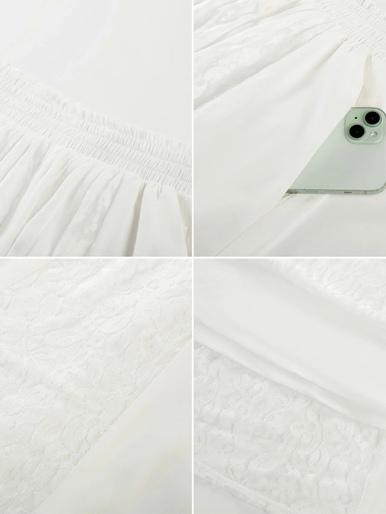 Scarlet Darkness Renaissance Lace Swing Maxi Skirt with Pockets