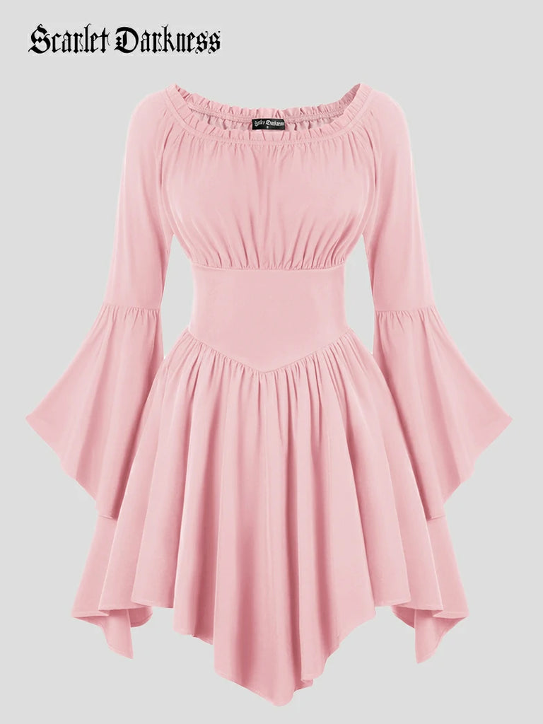 Scarlet Darkness Renaissance Off Shoulder Witch Cosplay Pocket Dress