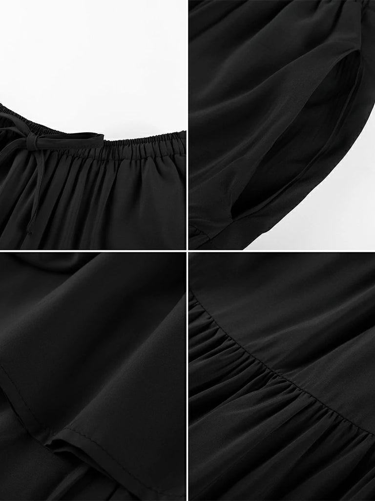 Scarlet Darkness Renaissance Drawstring Swing Maxi Skirt with Pockets