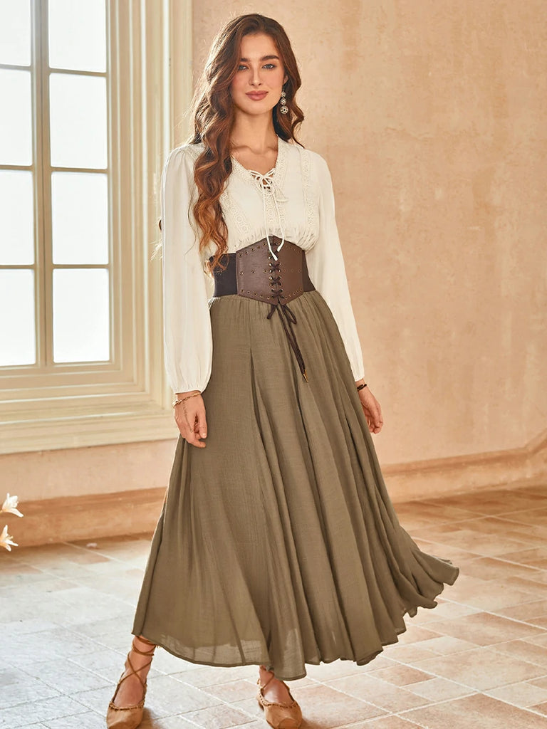 Scarlet Darkness Casual Renaissance Embroidered Long Sleeve Tops