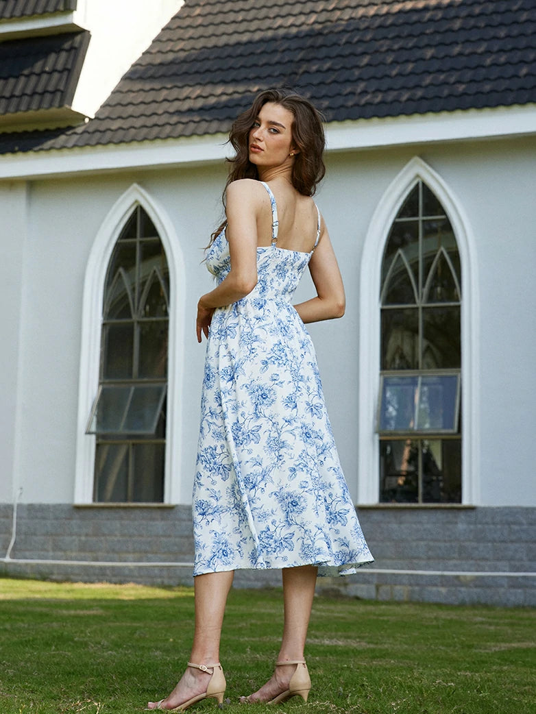 【新品未使用タグ付き】Noemie Floral Zip-Up Dress Scarlet Darkness Women 2025 Party Comfy Floral Dress with