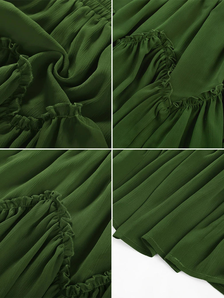 Scarlet Darkness 2025 Pirate Boho Tiered Chiffon Swing Mini Skirt