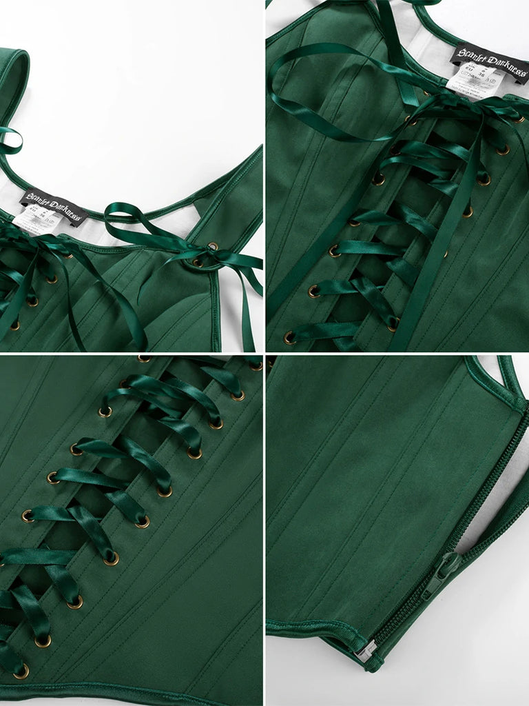 Scarlet Darkness Renaissance Costume Set Maxi Dress+Bones Corset