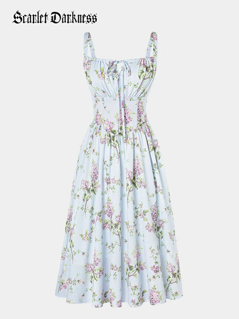 Scarlet Darkness Women Casual Milkmaid Sundress with Pockets Set4