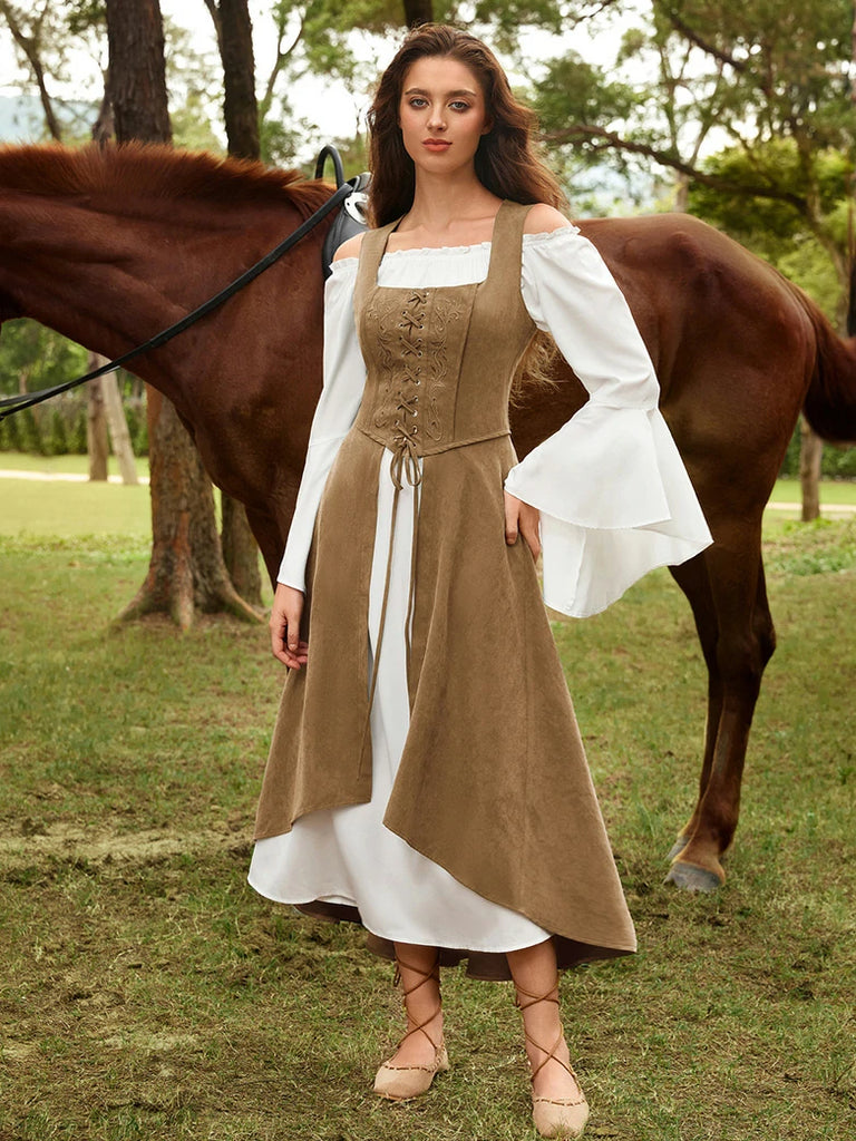 Scarlet Darkness Exquisite Renaissance Pocket Overdress with Front Slit