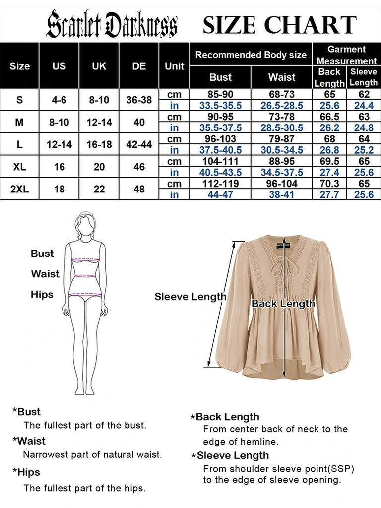 Scarlet Darkness Casual Renaissance Embroidered Long Sleeve Tops