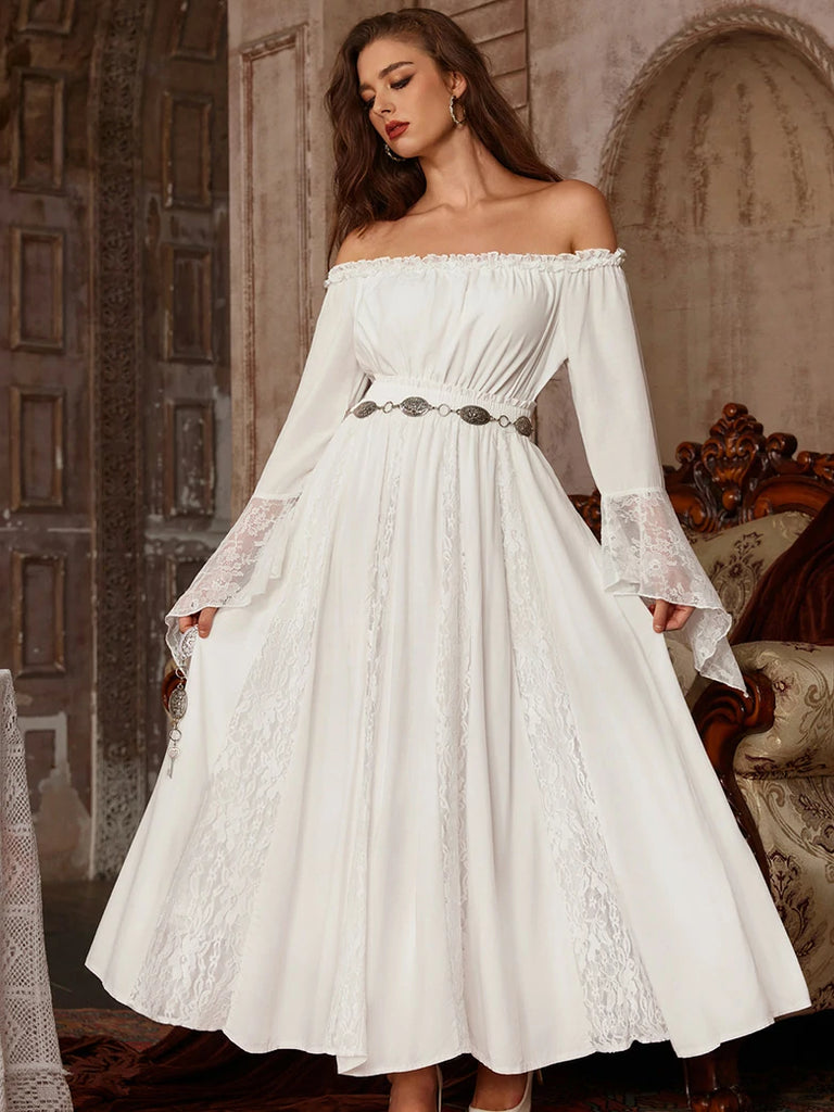 Scarlet Darkness Renaissance Lace Swing Maxi Skirt with Pockets