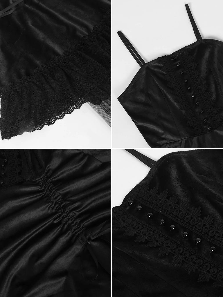 Scarlet Darkness Women Gothic Steampunk High-Low Slip Dress