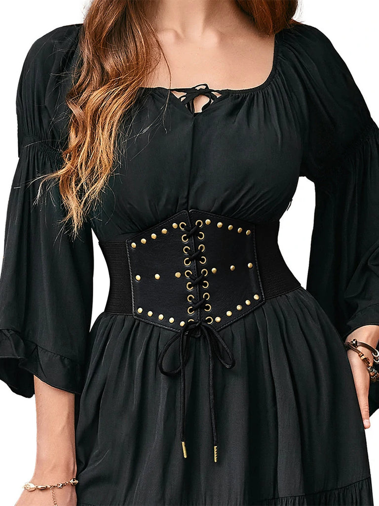 Scarlet Darkness Women Renaissance Stretchy Lace-up Waist Belt
