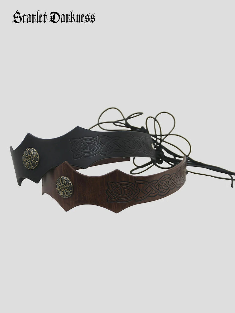 Scarlet Darkness Viking Hatband Medieval Renaissance Leather Crown