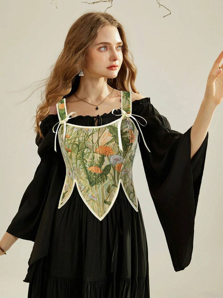 Scarlet Darkness Women Renaissance 15 Bones Petal Hem Corset Top