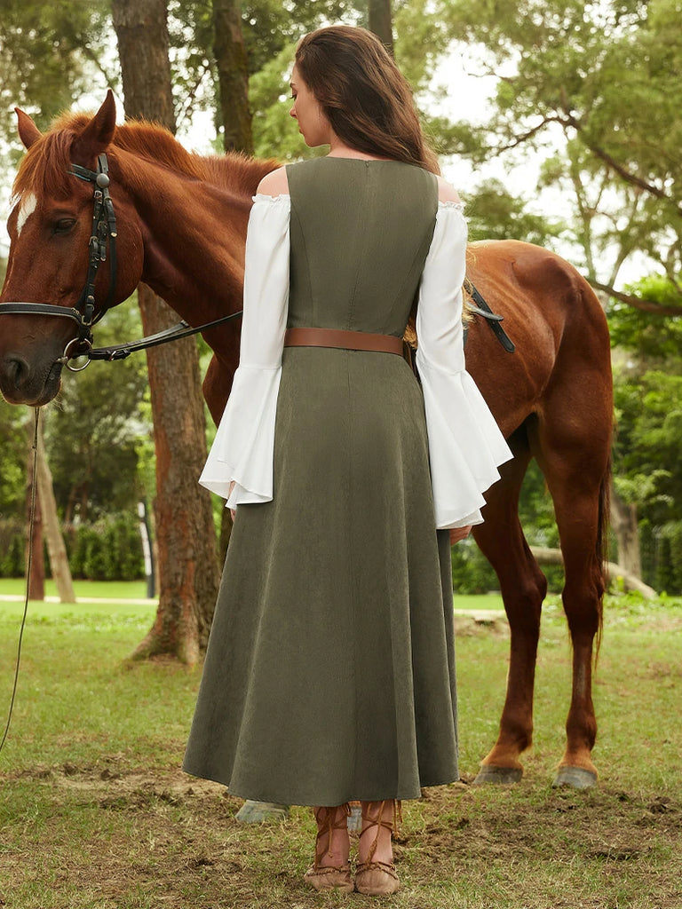 Scarlet Darkness Exquisite Renaissance Pocket Overdress with Front Slit