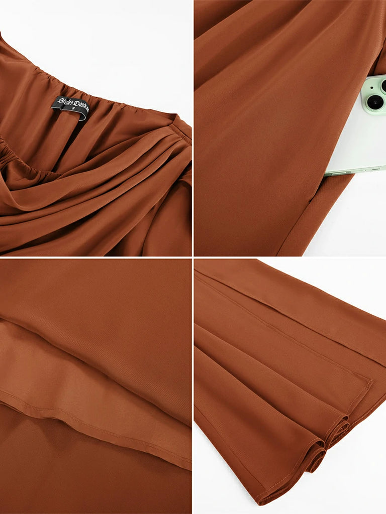 Scarlet Darkness Renaissance Fairy Slit Sleeve Draped Neck Pockets Dress