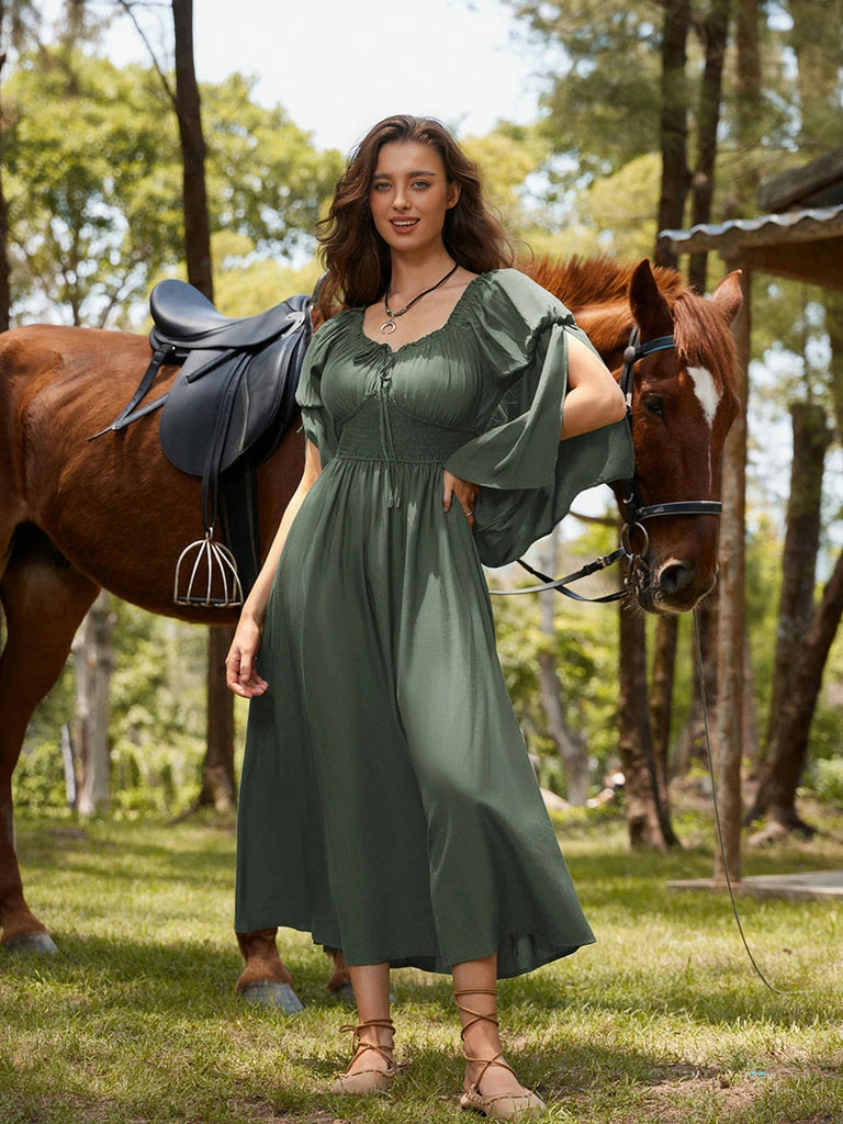 Scarlet Darkness Renaissance Faire Long Slit Sleeve Pockets Dress