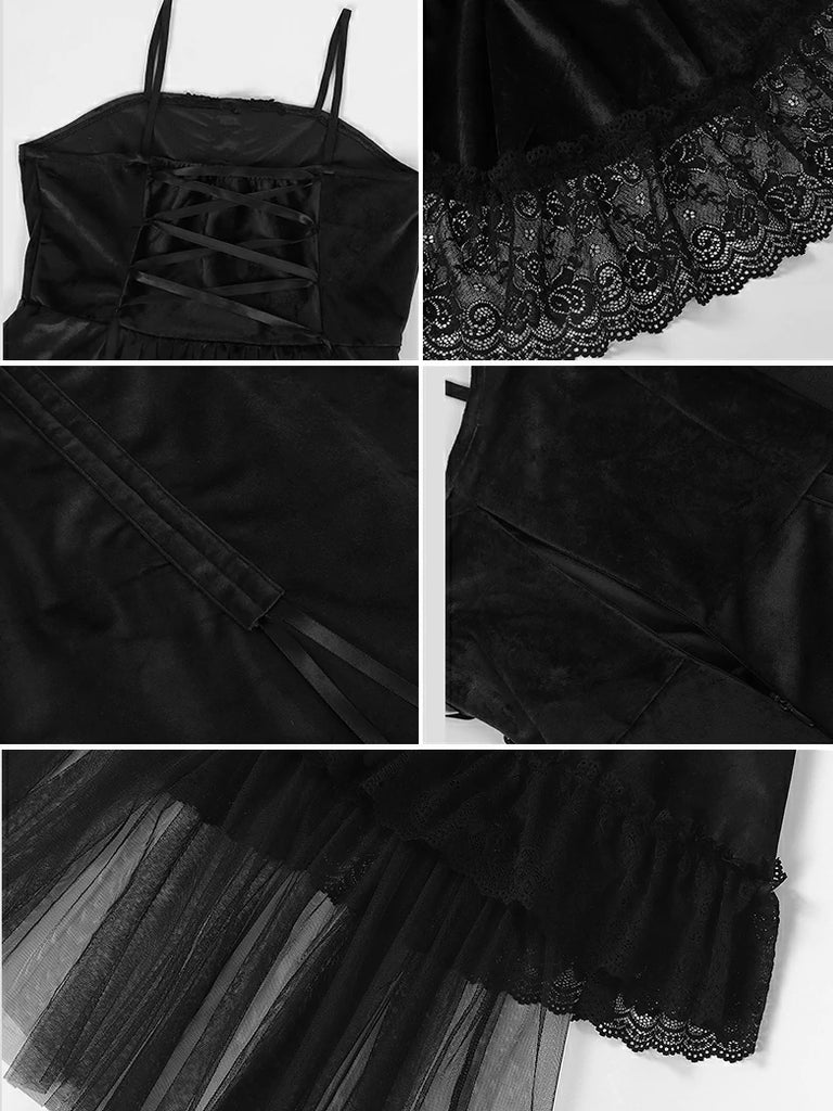 Scarlet Darkness Women Gothic Steampunk High-Low Slip Dress