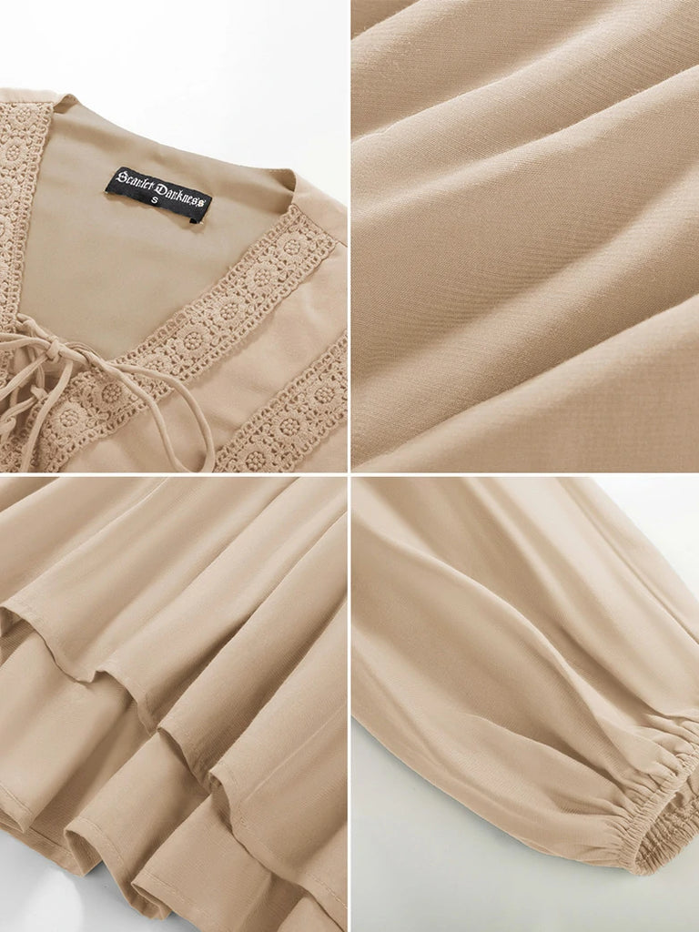 Scarlet Darkness Casual Renaissance Embroidered Long Sleeve Tops