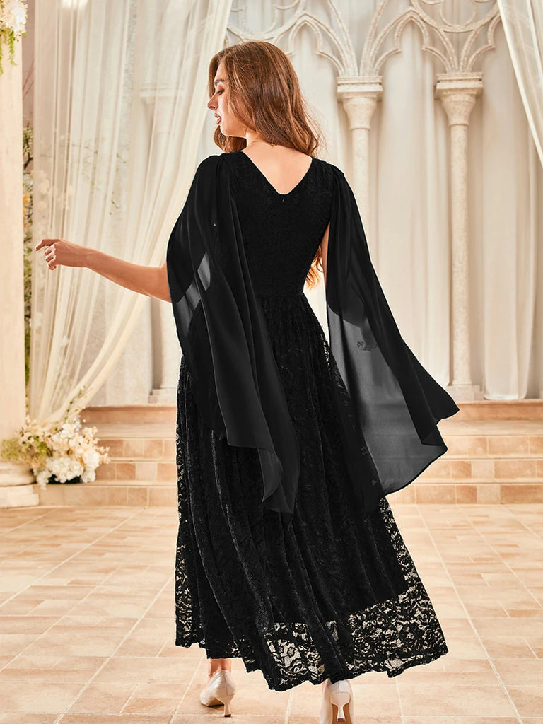 Scarlet Darkness VIctoria Gothic Chiffon Lace Slit Sleeve Party Dress