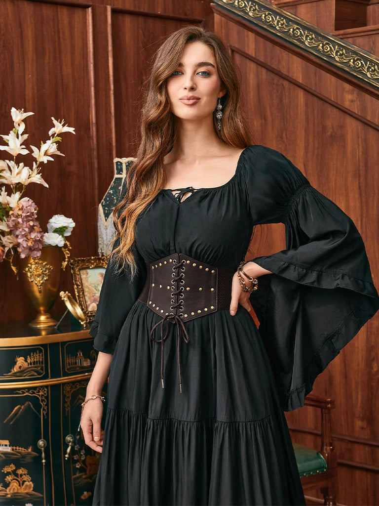 Scarlet Darkness Women Renaissance Stretchy Lace-up Waist Belt