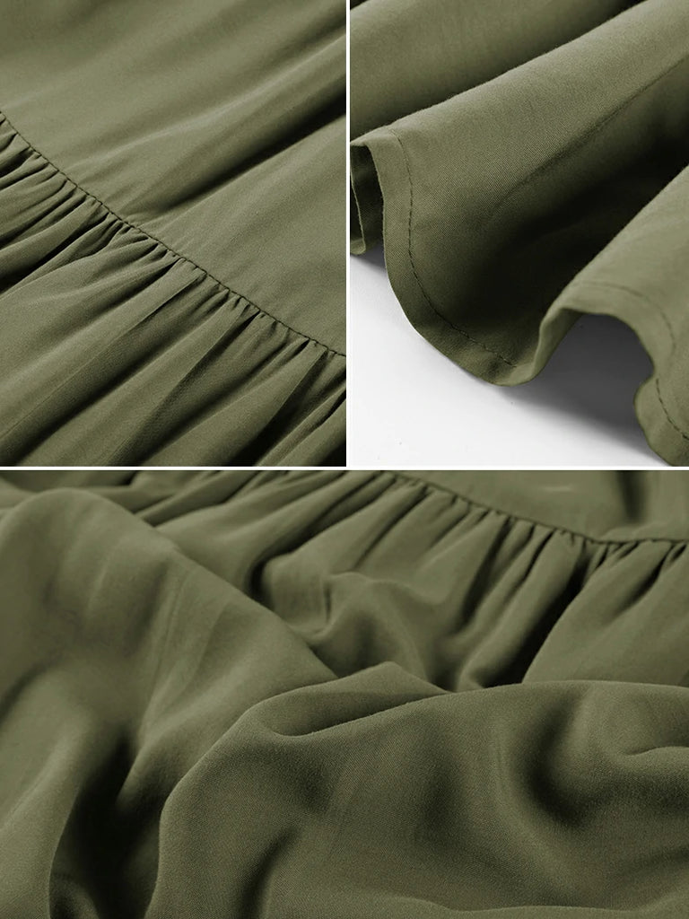 Scarlet Darkness Renaissance Drawstring Swing Maxi Skirt with Pockets