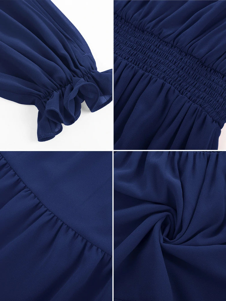 Scarlet Darkness Renaissance Chiffon Sleeve Elastic Waist Pocket Dress