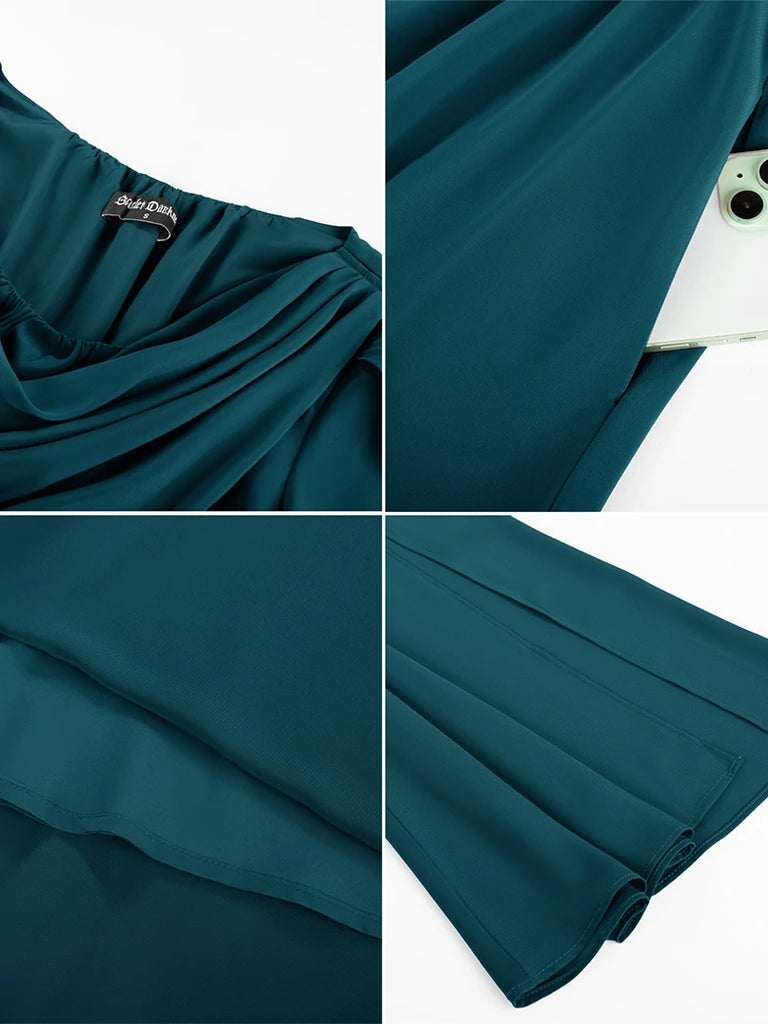 Scarlet Darkness Renaissance Fairy Slit Sleeve Draped Neck Pockets Dress