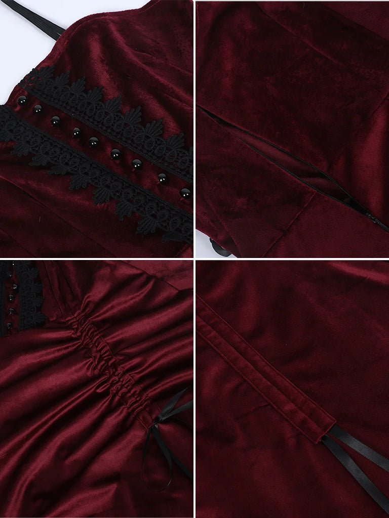 Scarlet Darkness Women Gothic Steampunk High-Low Slip Dress