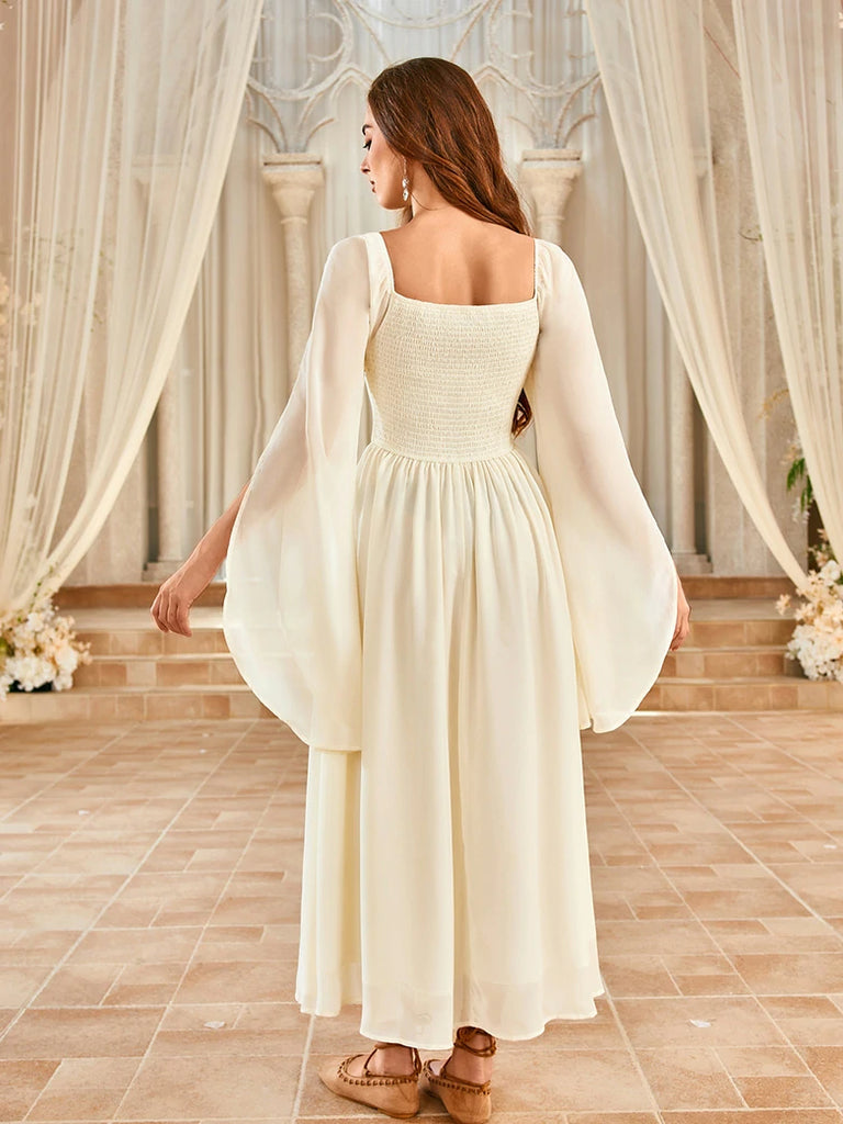 Scarlet Darkness Renaissance Corset Dress Contrast Slit Sleeve Pocket Dress