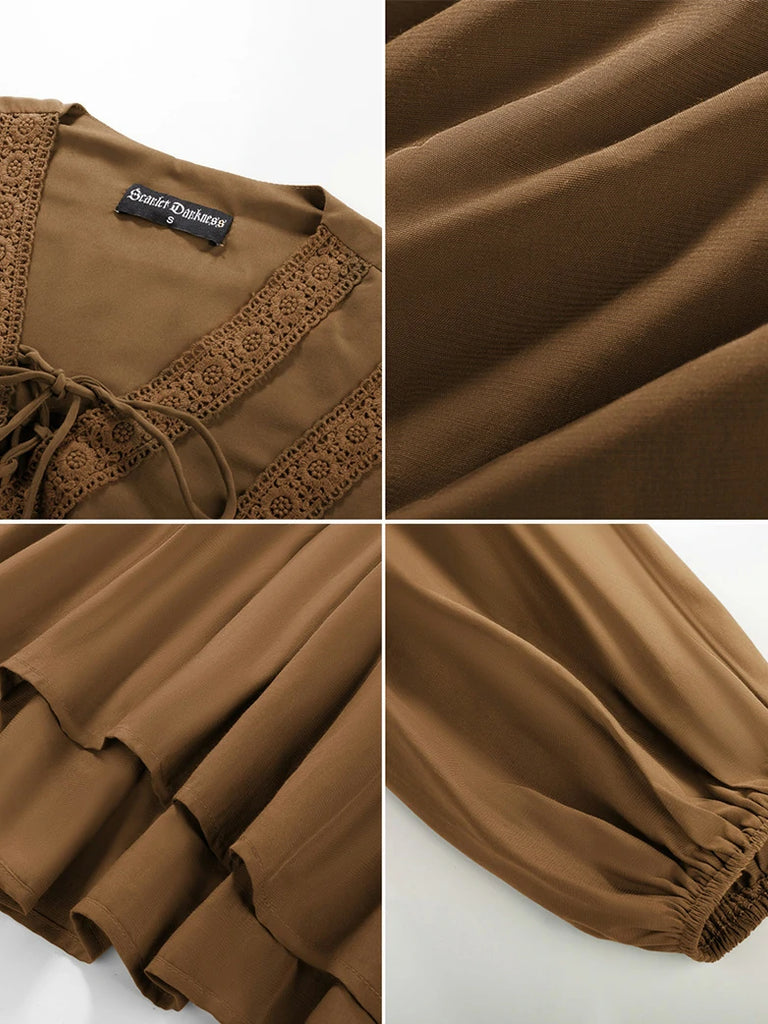 Scarlet Darkness Casual Renaissance Embroidered Long Sleeve Tops