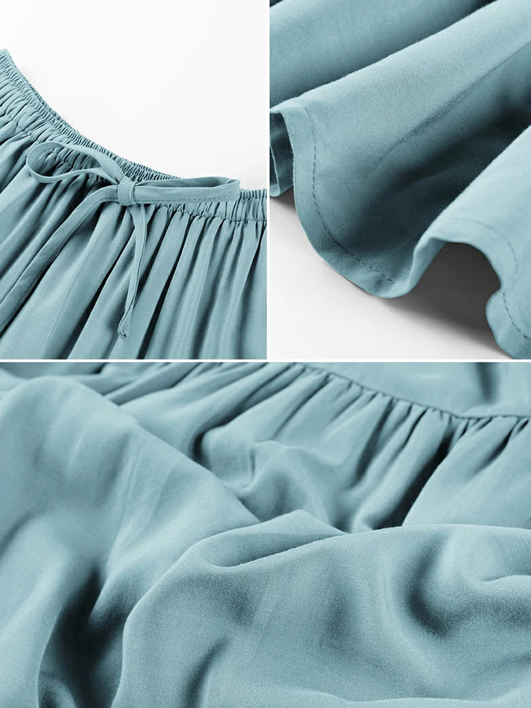 Scarlet Darkness Renaissance Drawstring Swing Maxi Skirt with Pockets